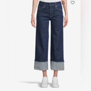 Women's Sasha Dark Blue High Rise Ankle Wide-Leg Jeans